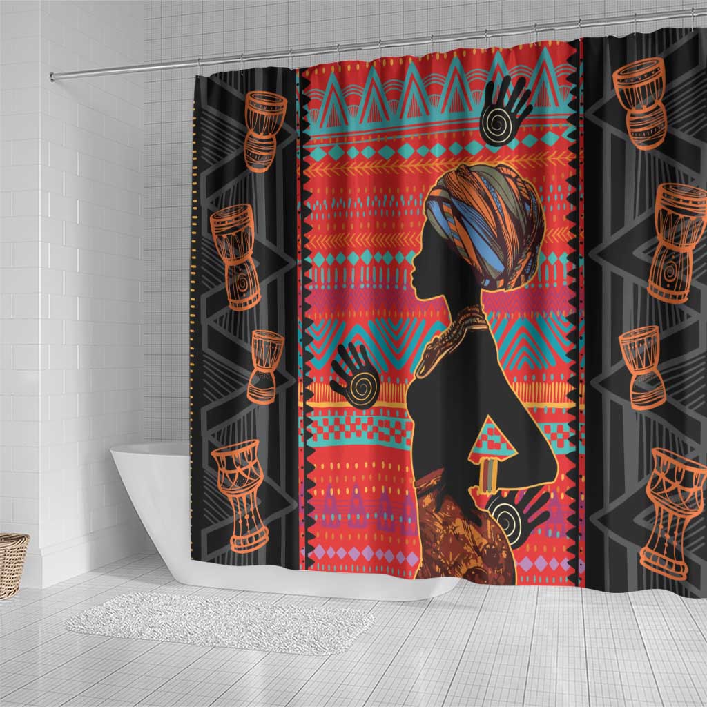 Happy International Women's Day Shower Curtain African Women With Ethnic Pattern LT15