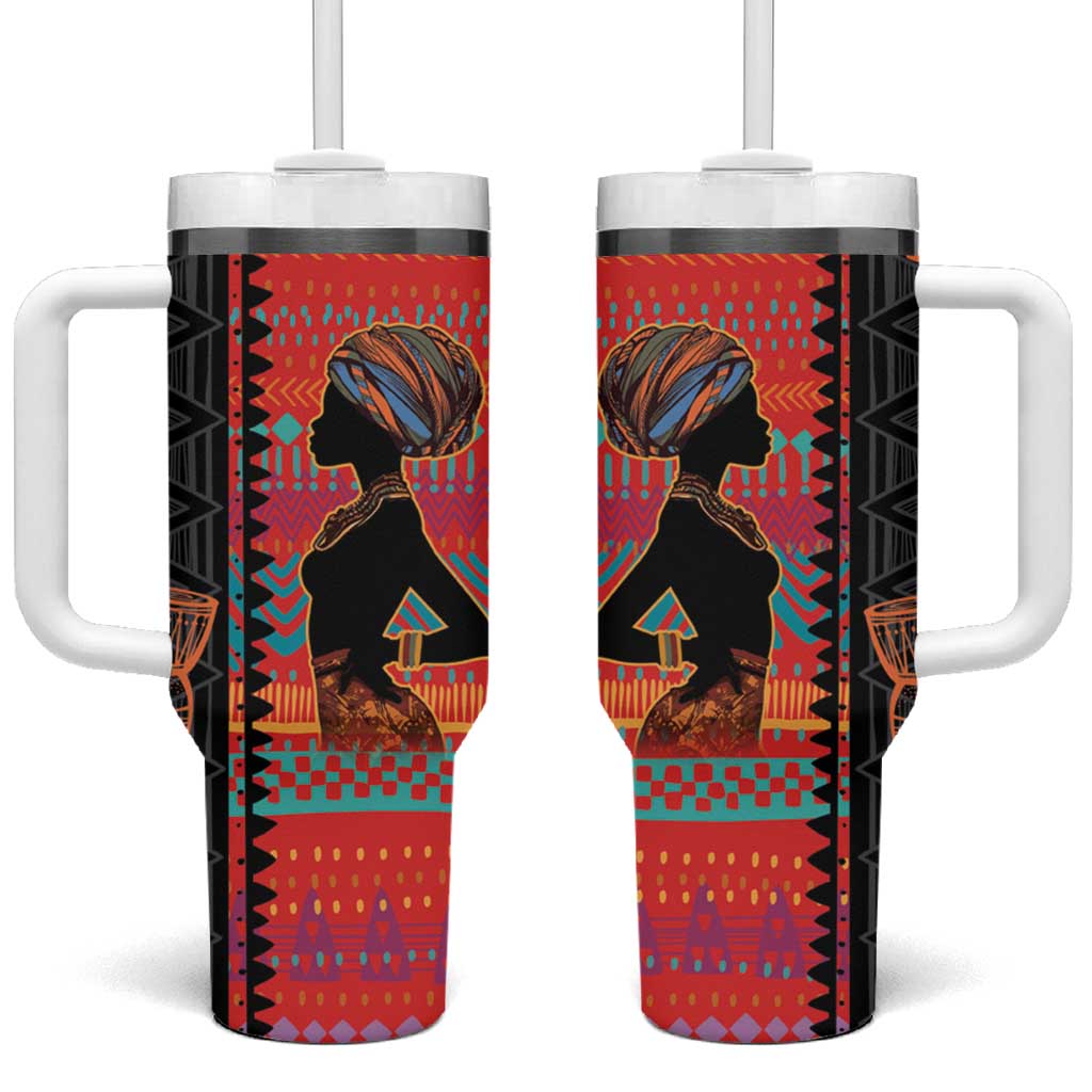 African Women Tumbler With Handle Ethnic Pattern LT15