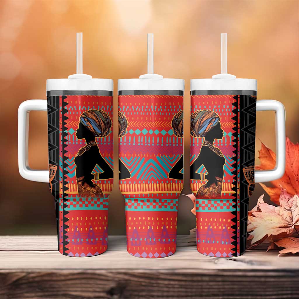 African Women Tumbler With Handle Ethnic Pattern LT15