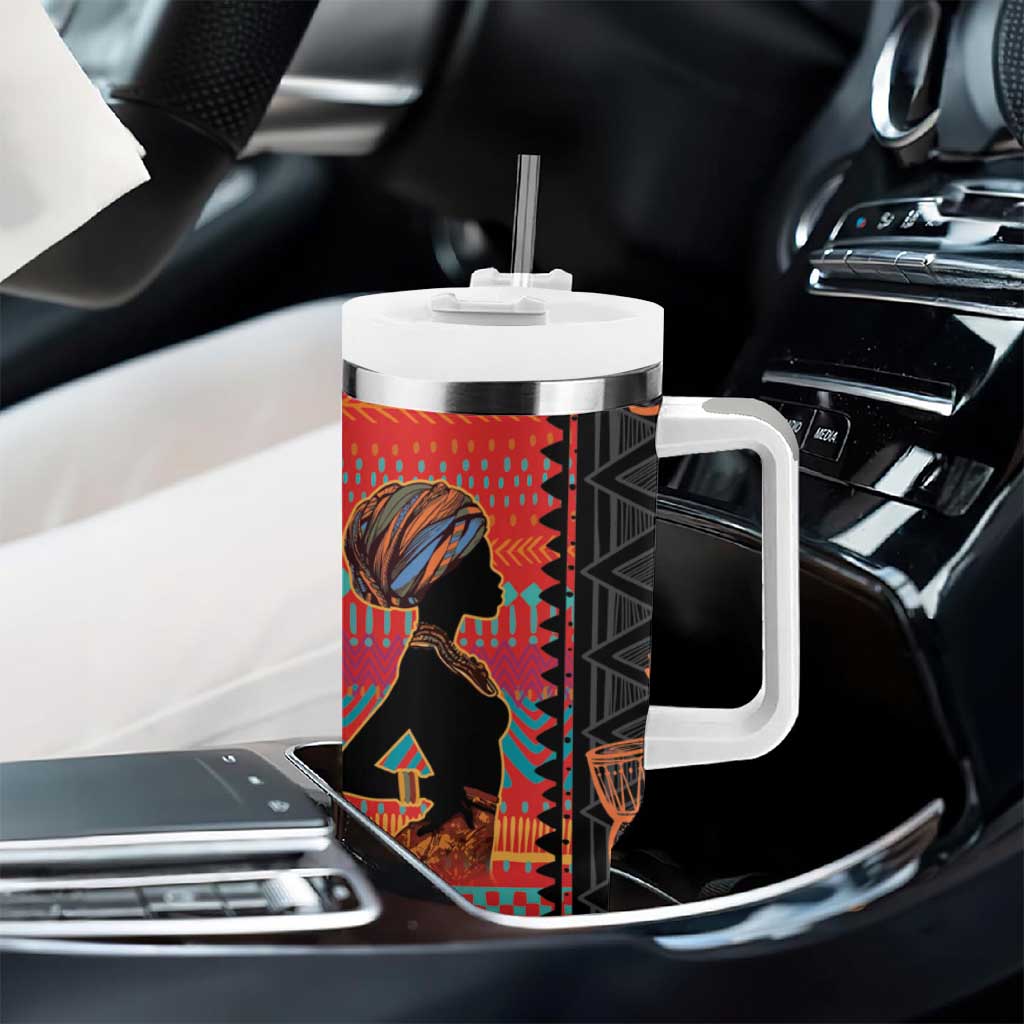 African Women Tumbler With Handle Ethnic Pattern LT15
