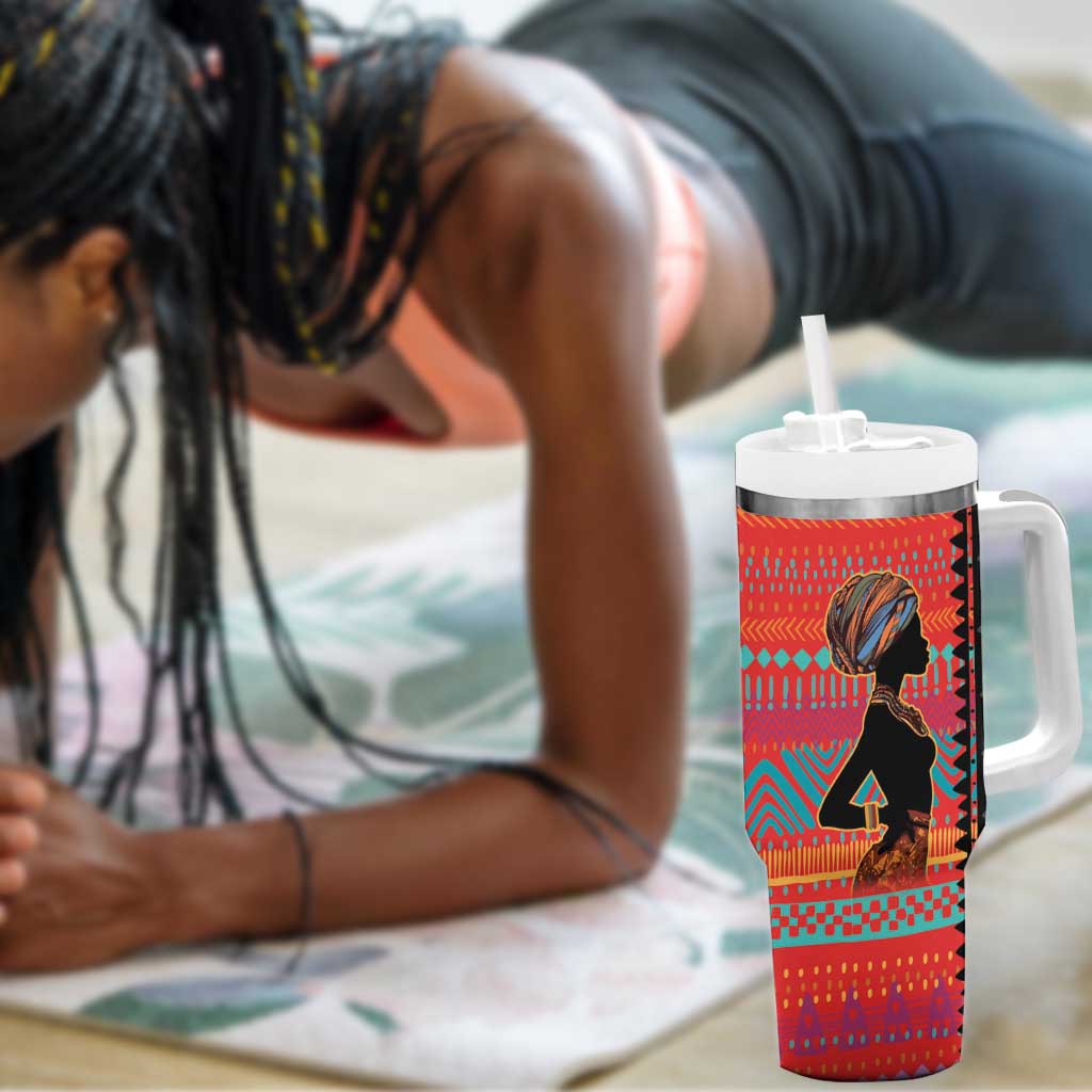 African Women Tumbler With Handle Ethnic Pattern LT15