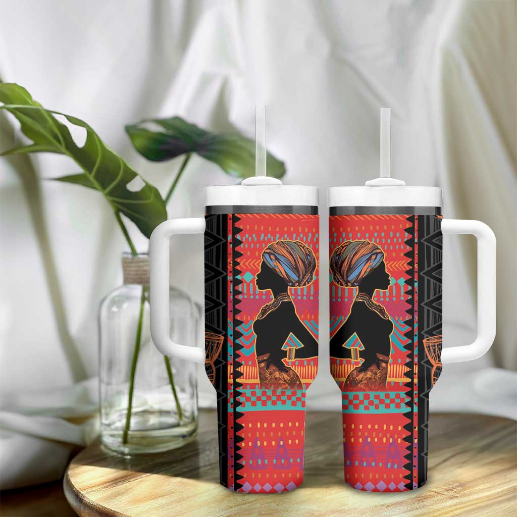 African Women Tumbler With Handle Ethnic Pattern LT15
