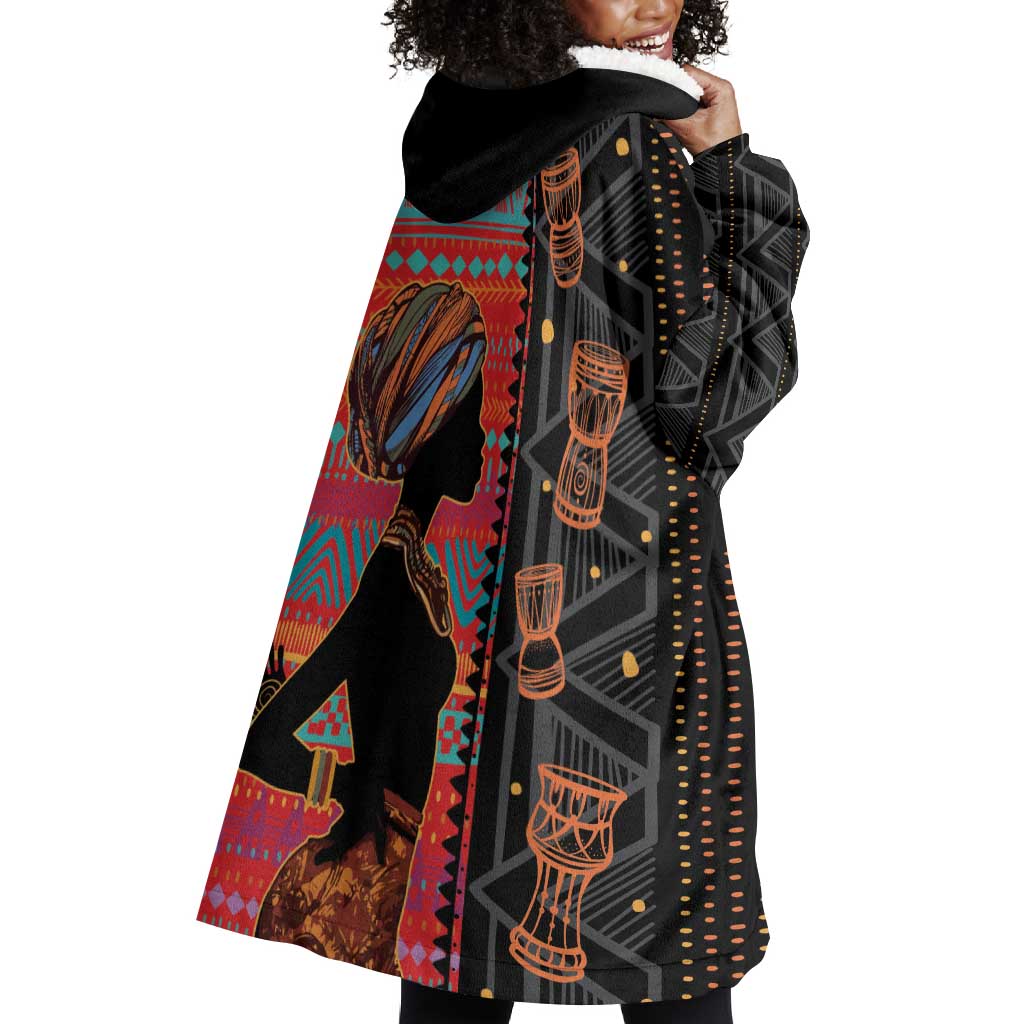 African Women Wearable Blanket Hoodie Ethnic Pattern LT15
