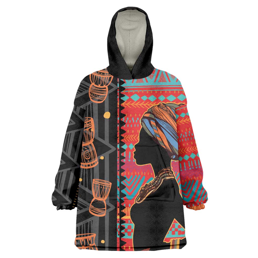 African Women Wearable Blanket Hoodie Ethnic Pattern LT15