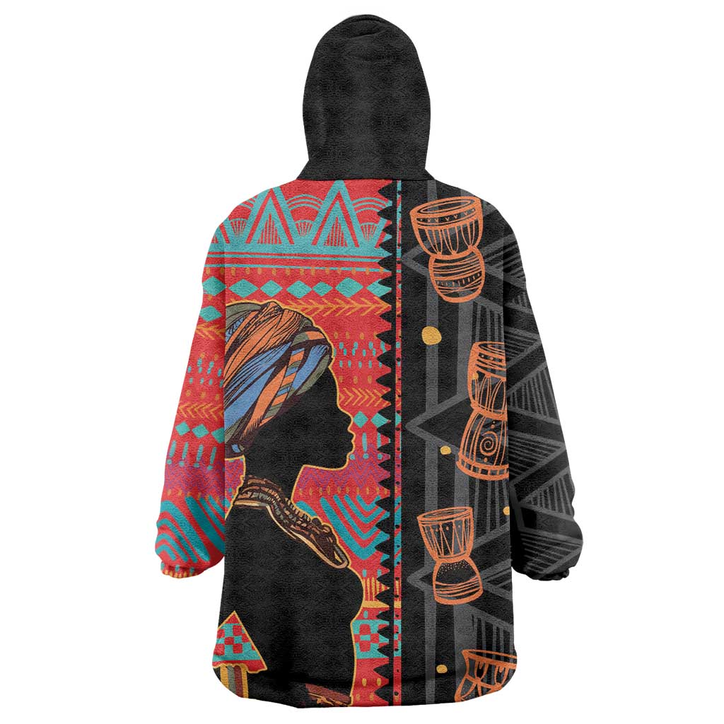 African Women Wearable Blanket Hoodie Ethnic Pattern LT15