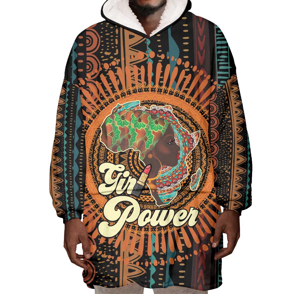 Happy International Women's Day Wearable Blanket Hoodie Black Girl Power LT15