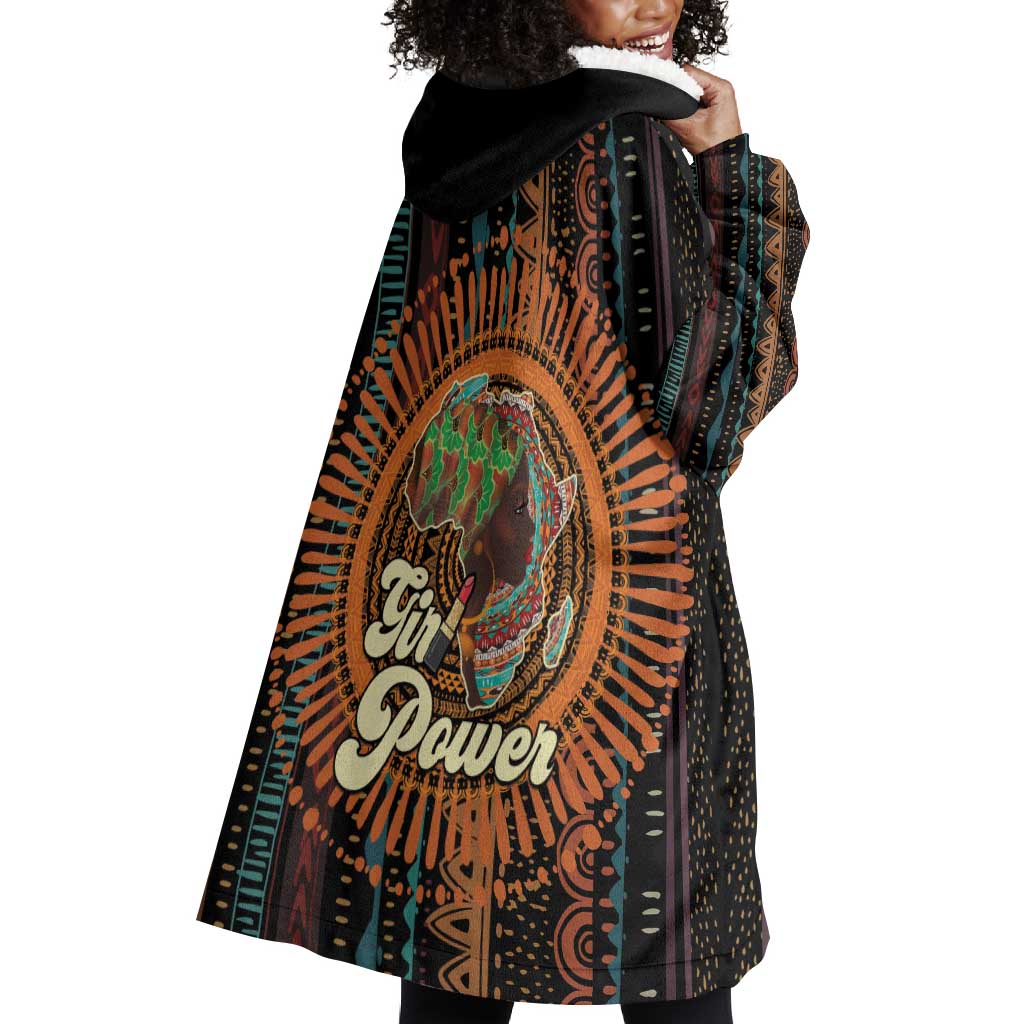 Happy International Women's Day Wearable Blanket Hoodie Black Girl Power LT15