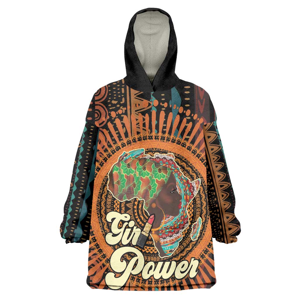Happy International Women's Day Wearable Blanket Hoodie Black Girl Power LT15