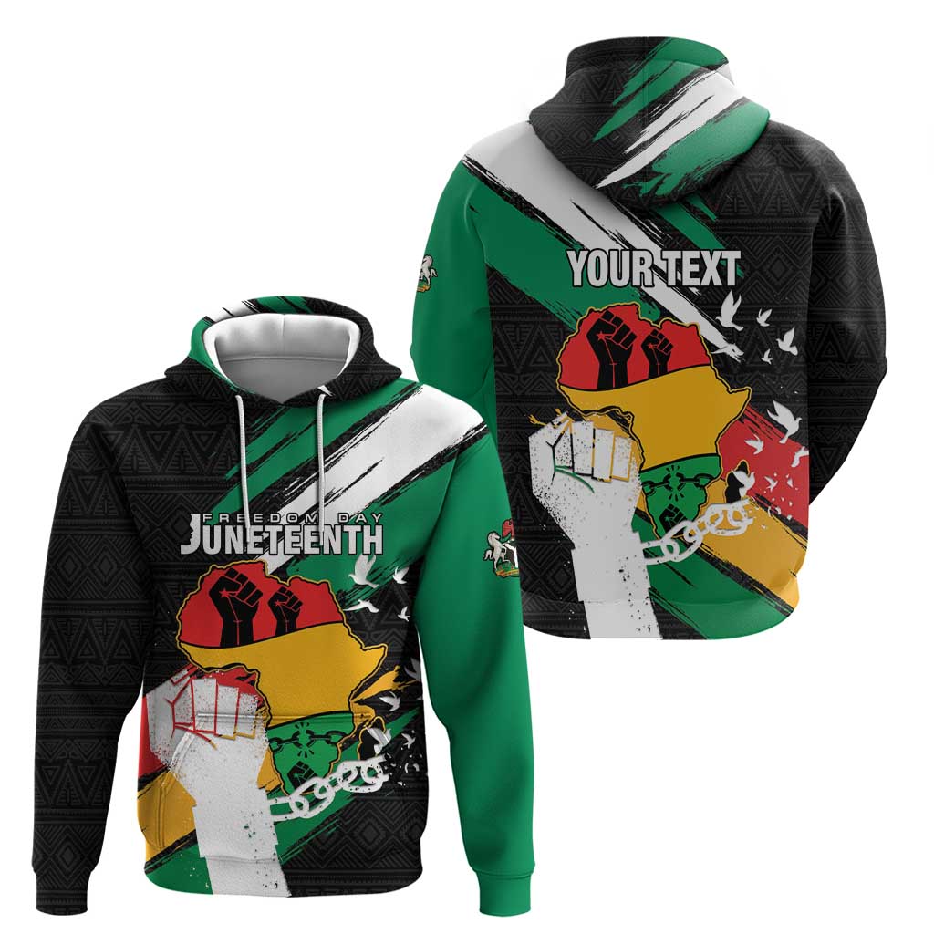 Personalised Nigeria Juneteenth Hoodie Africa Map - Happy Freedom Day LT15