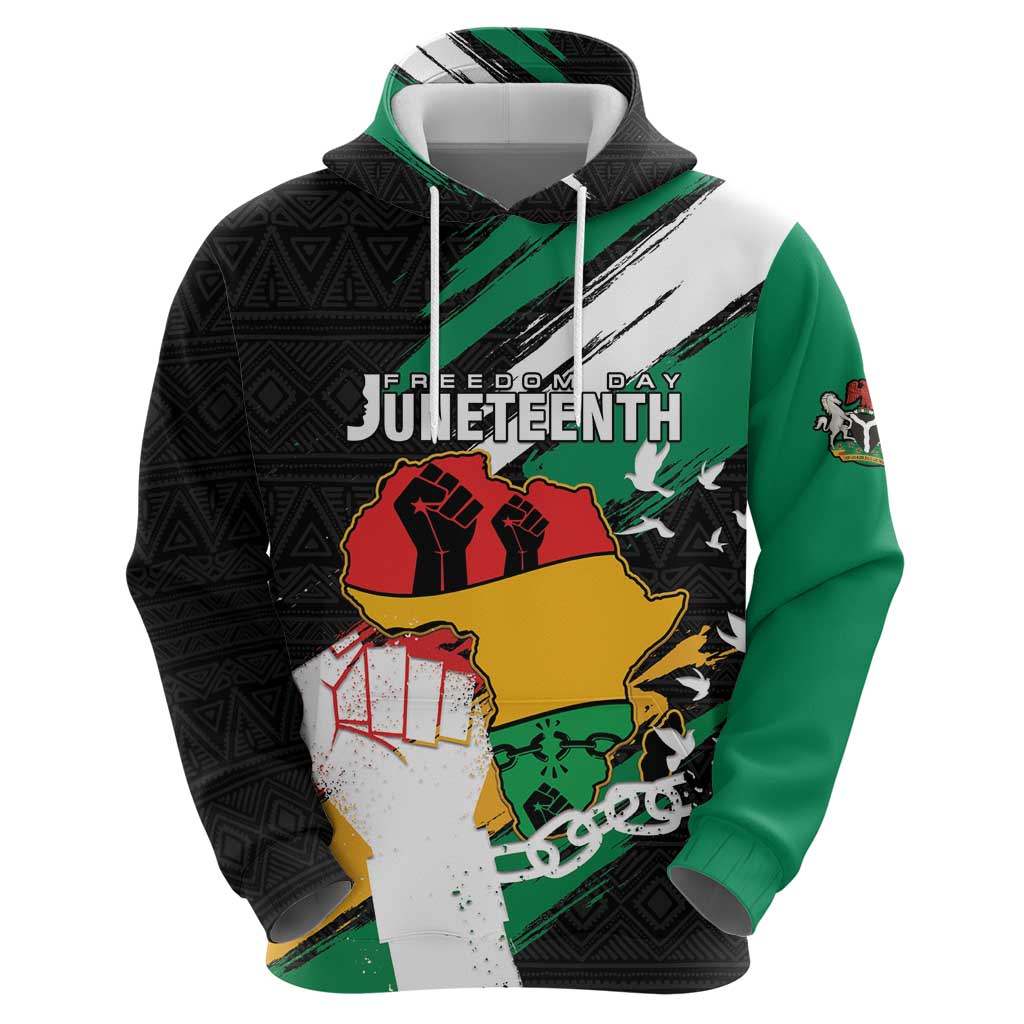 Personalised Nigeria Juneteenth Hoodie Africa Map - Happy Freedom Day LT15