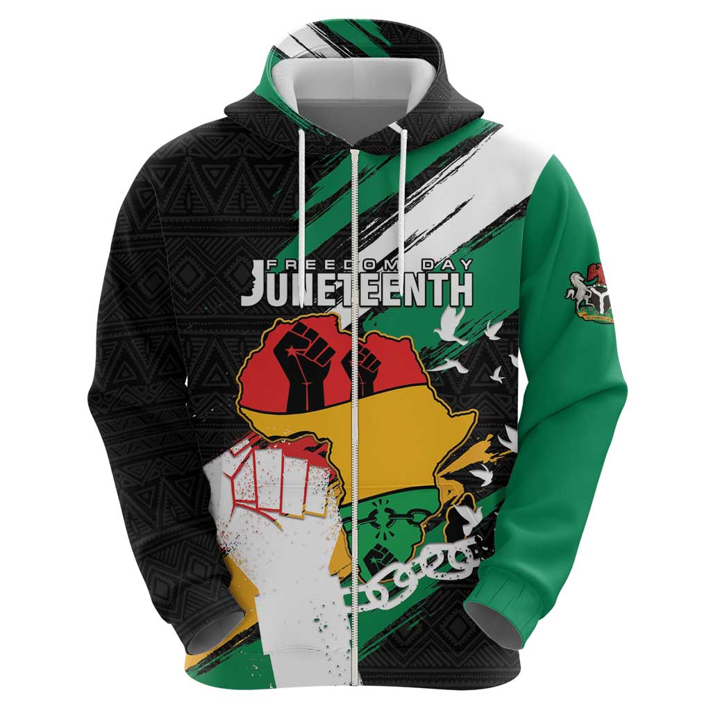Personalised Nigeria Juneteenth Hoodie Africa Map - Happy Freedom Day LT15