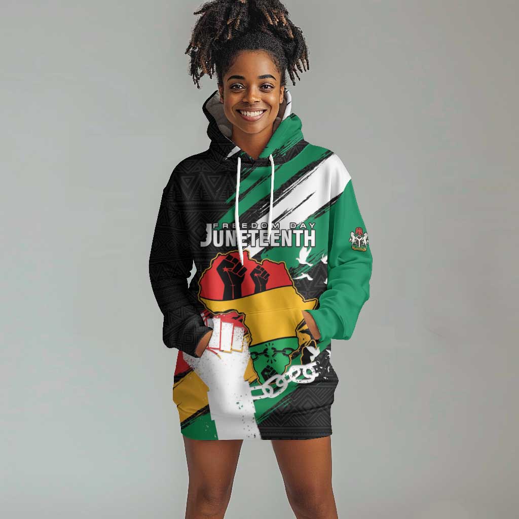 Personalised Afro Nigeria Juneteenth Hoodie Dress Freedom Day LT15