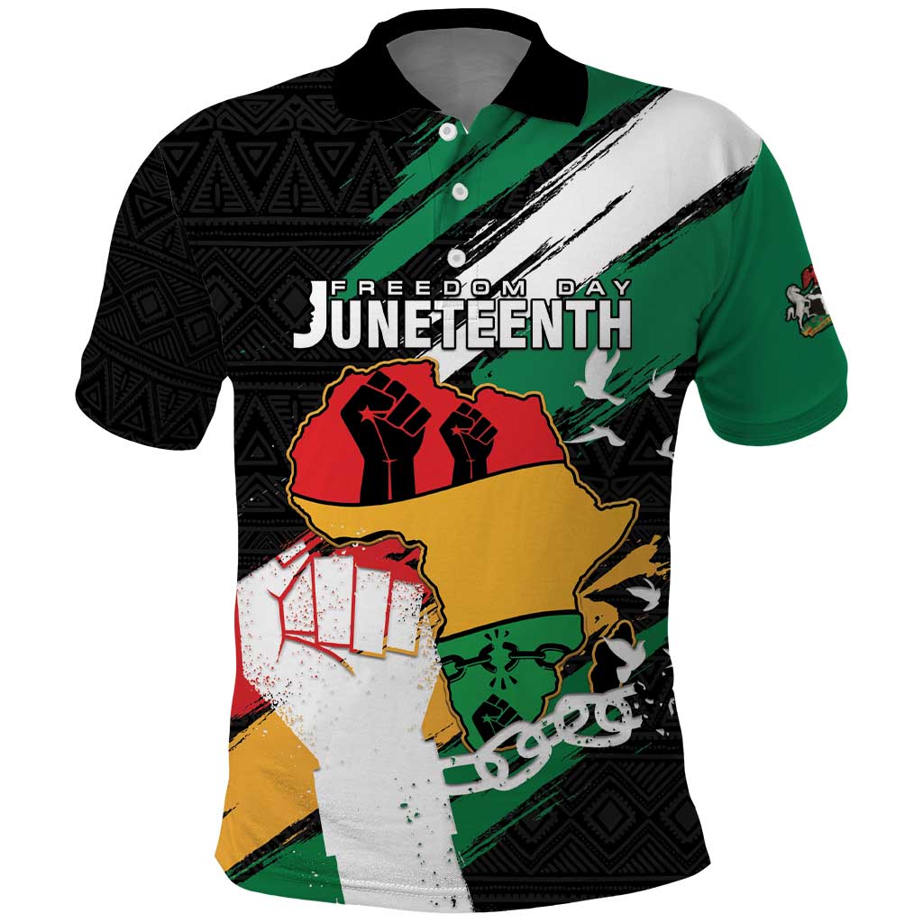 Personalised Nigeria Juneteenth Polo Shirt Africa Map - Happy Freedom Day LT15