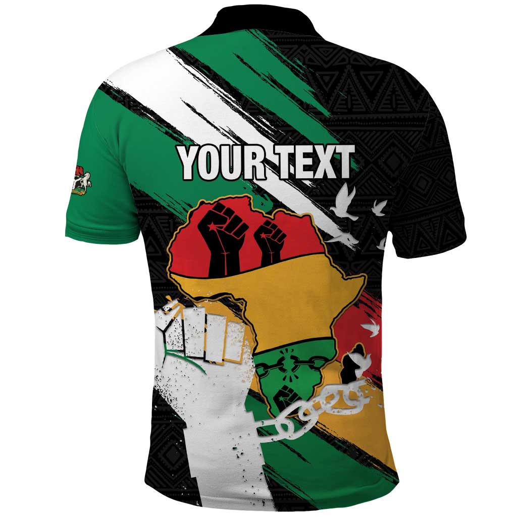 Personalised Nigeria Juneteenth Polo Shirt Africa Map - Happy Freedom Day LT15
