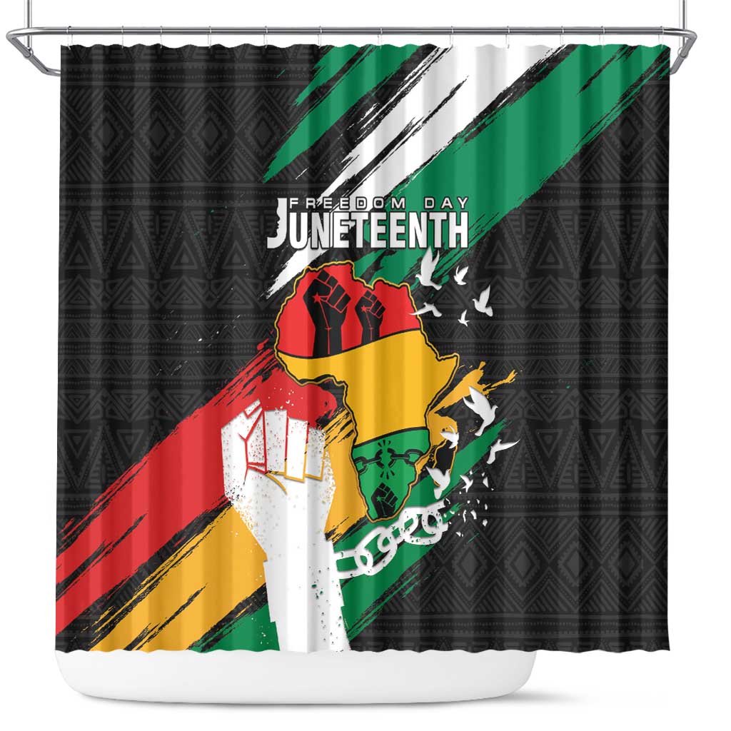 Nigeria Juneteenth Shower Curtain Africa Map - Happy Freedom Day LT15