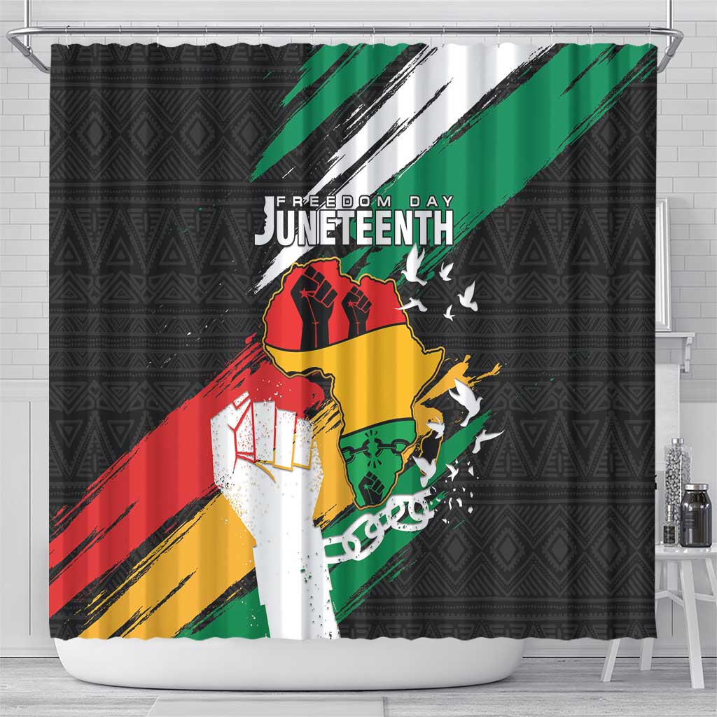 Nigeria Juneteenth Shower Curtain Africa Map - Happy Freedom Day LT15
