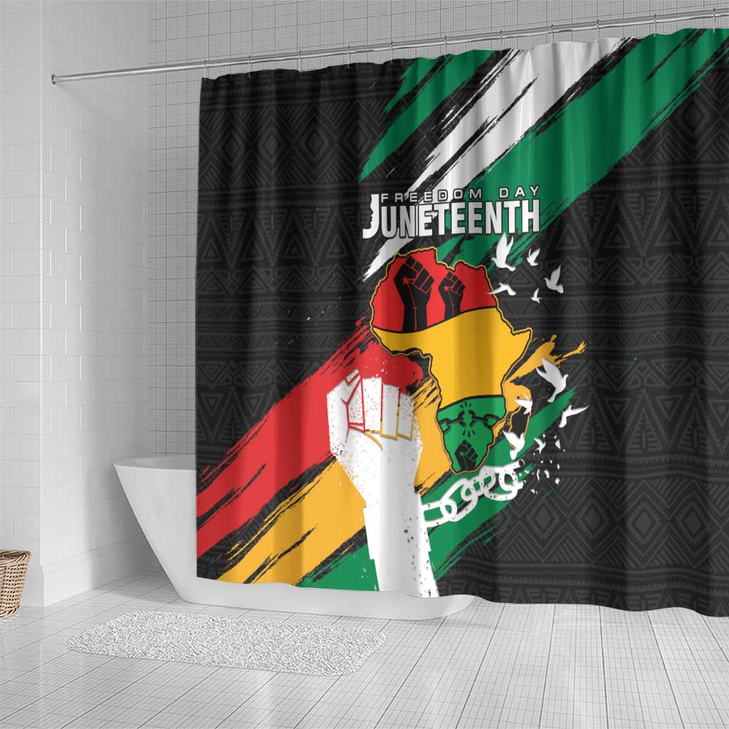 Nigeria Juneteenth Shower Curtain Africa Map - Happy Freedom Day LT15