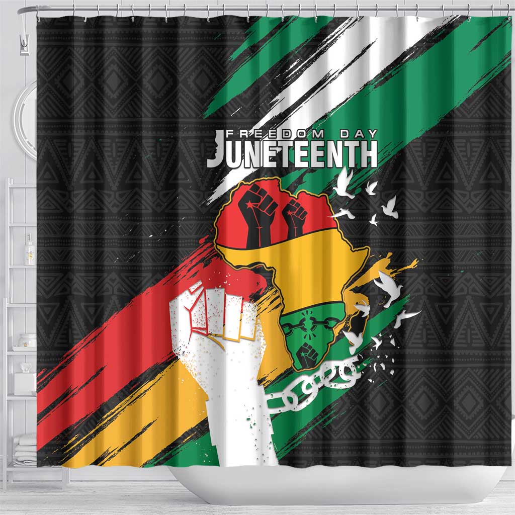 Nigeria Juneteenth Shower Curtain Africa Map - Happy Freedom Day LT15