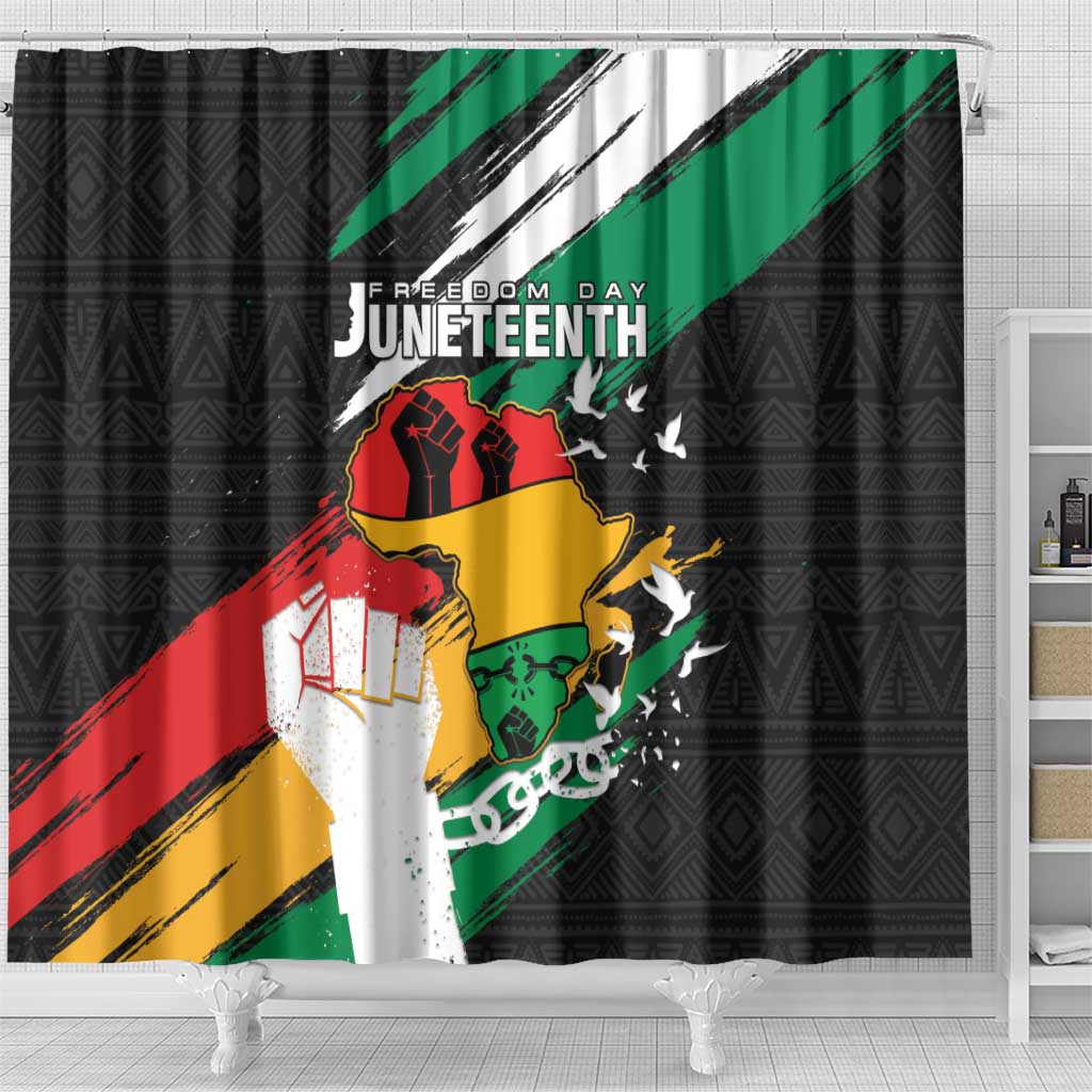 Nigeria Juneteenth Shower Curtain Africa Map - Happy Freedom Day LT15
