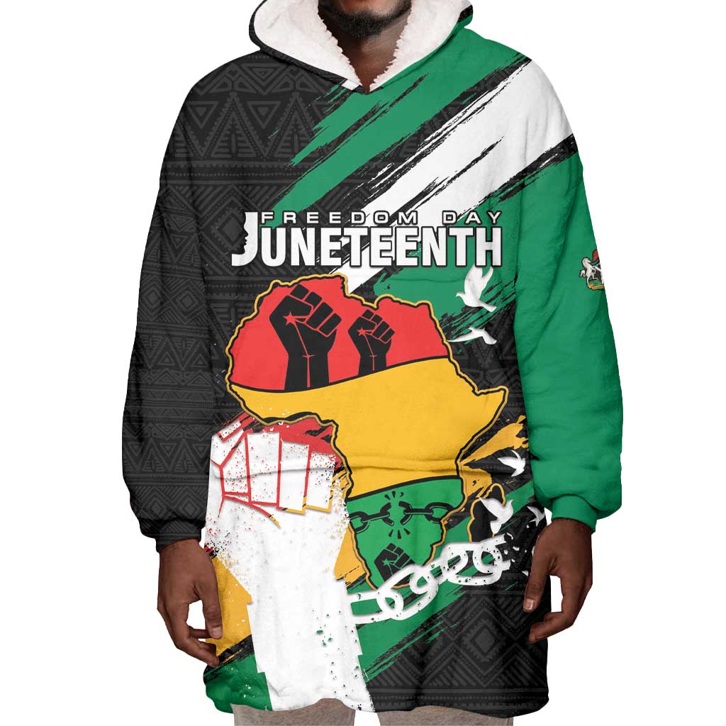 Personalised Afro Nigeria Juneteenth Wearable Blanket Hoodie Freedom Day LT15