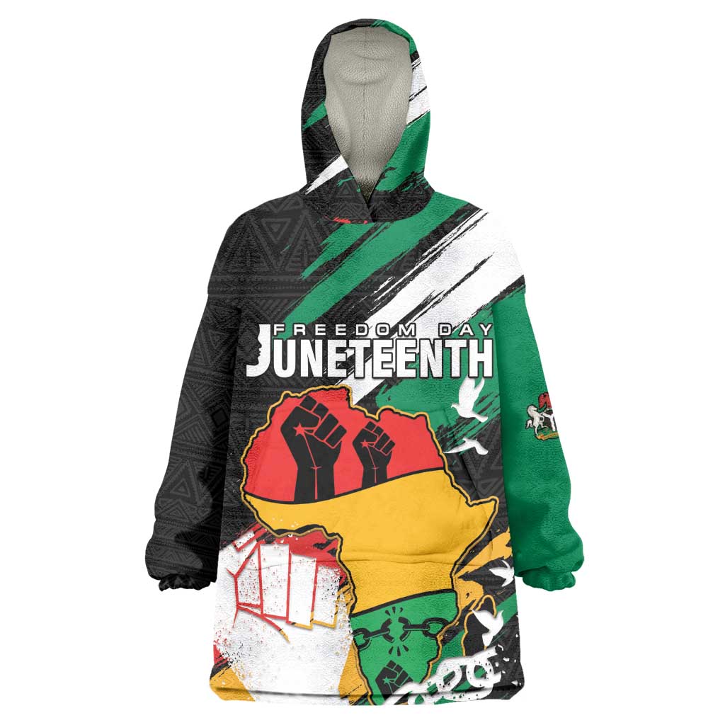 Personalised Afro Nigeria Juneteenth Wearable Blanket Hoodie Freedom Day LT15