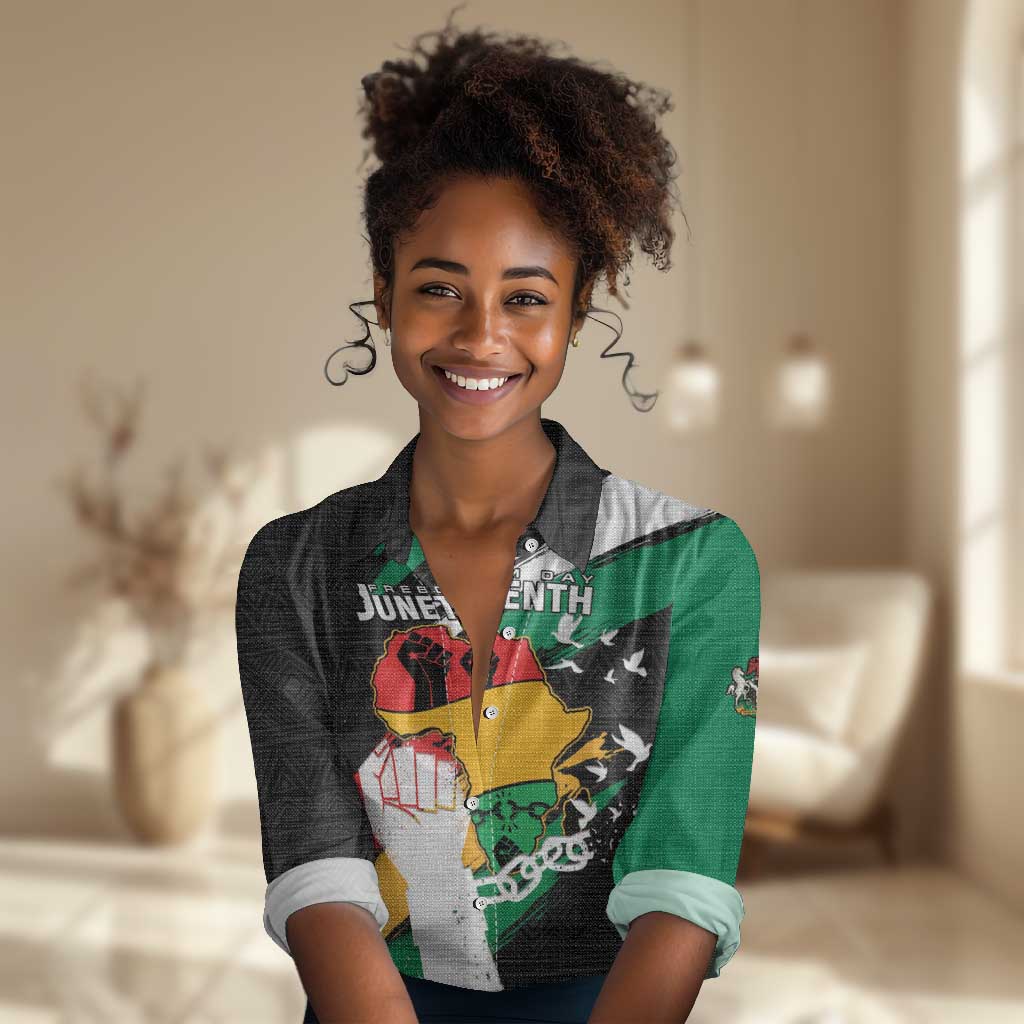 Personalised Afro Nigeria Juneteenth Women Casual Shirt Freedom Day LT15