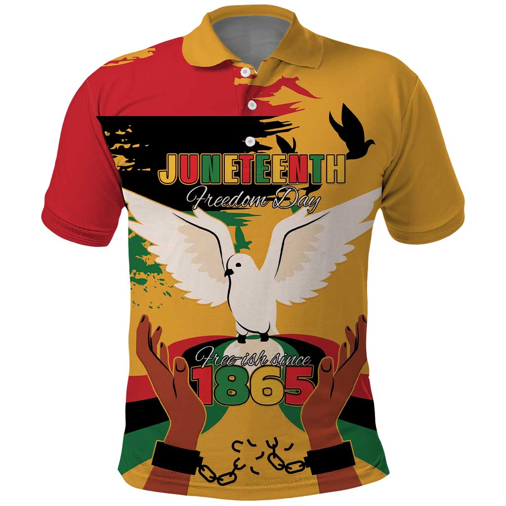 Juneteenth African American Polo Shirt Free-ish Since 1865 LT15