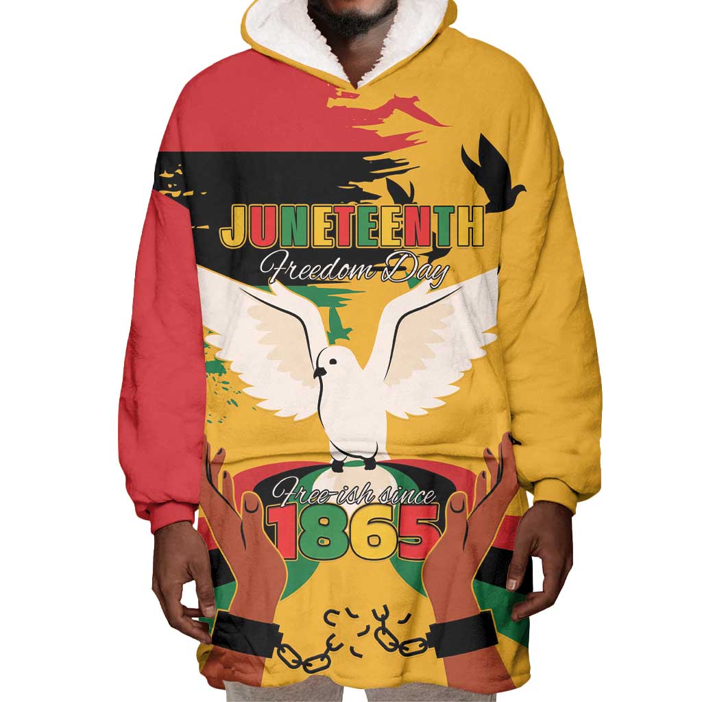 African American Juneteenth 1865 Wearable Blanket Hoodie Black Freedom LT15