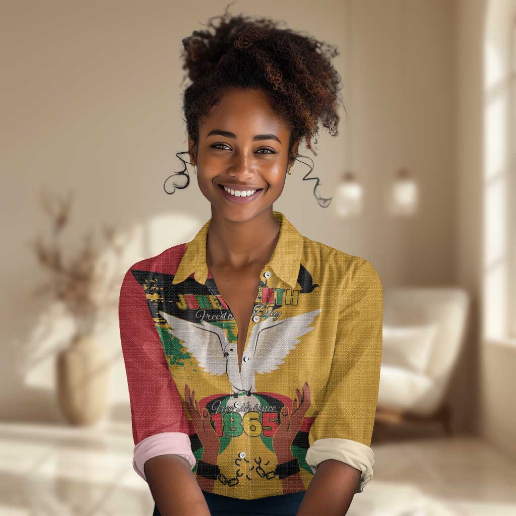 African American Juneteenth 1865 Women Casual Shirt Black Freedom LT15