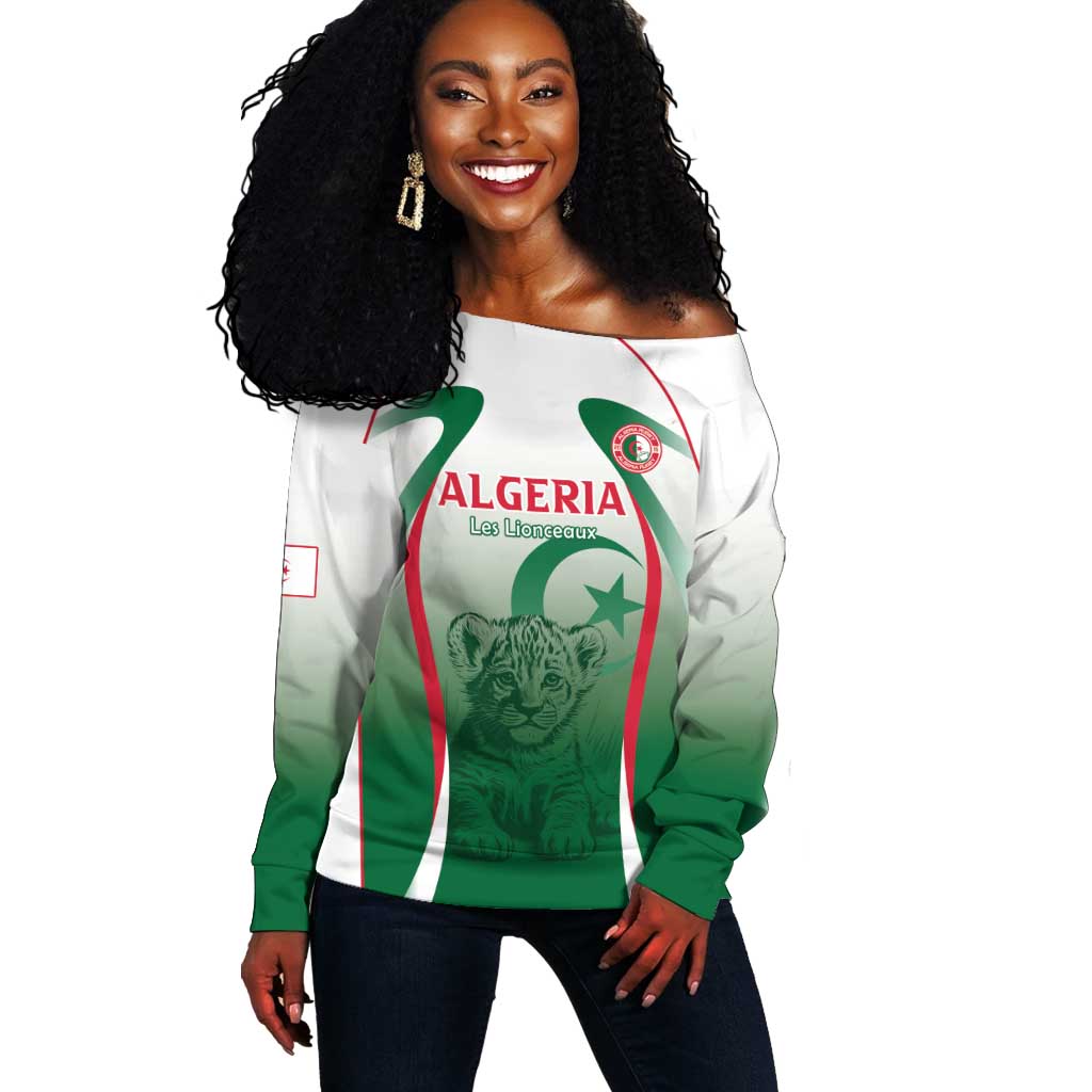 Algeria Rugby Custom Off Shoulder Sweater Go Les Lionceaux LT15
