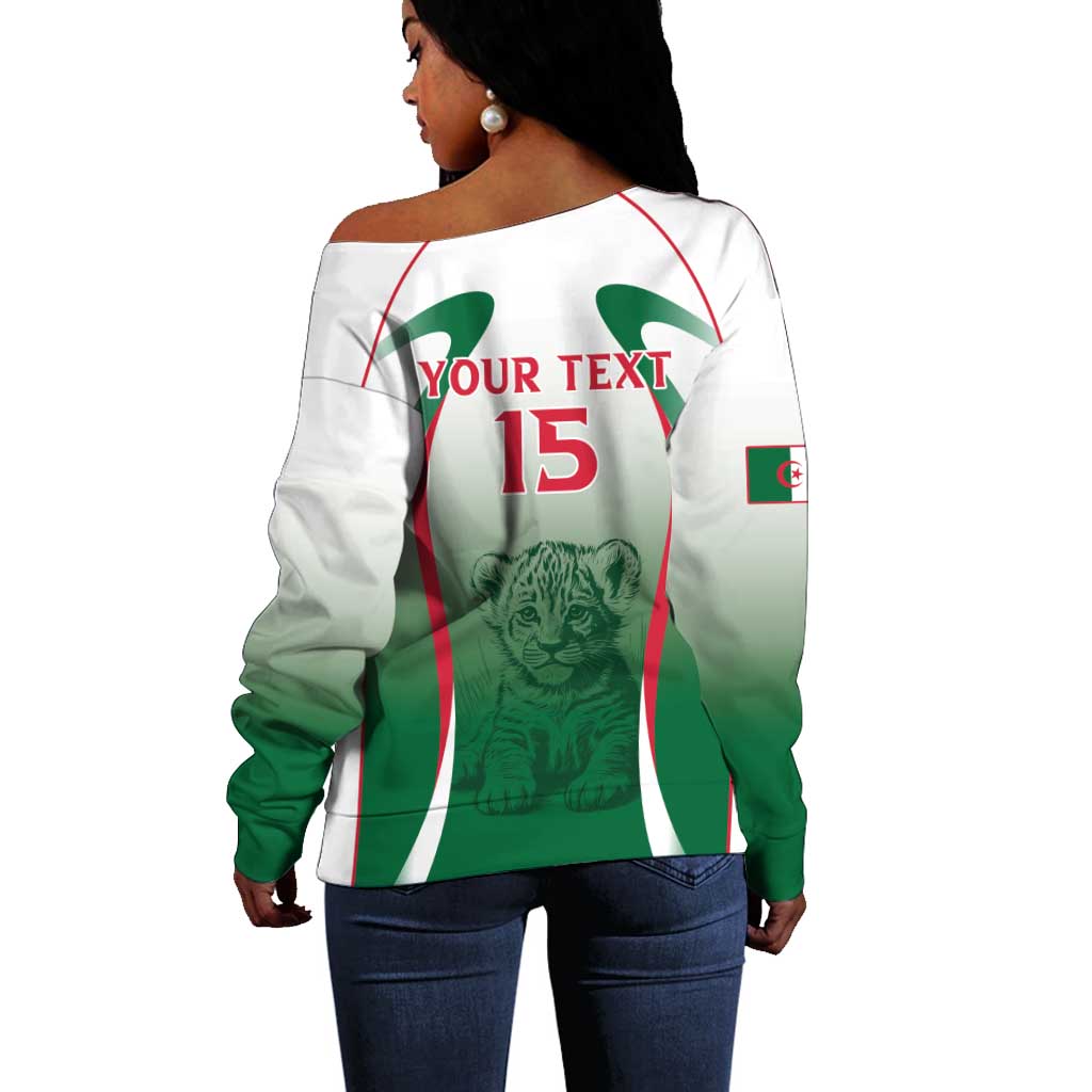 Algeria Rugby Custom Off Shoulder Sweater Go Les Lionceaux LT15