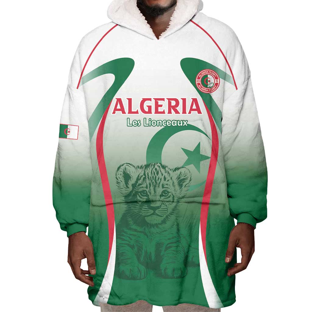 Algeria Rugby Custom Wearable Blanket Hoodie Go Les Lionceaux LT15