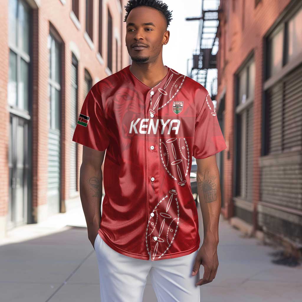Jamhuri ya Kenya Rugby Custom Baseball Jersey Kenyan Shield Style - Red Color LT15