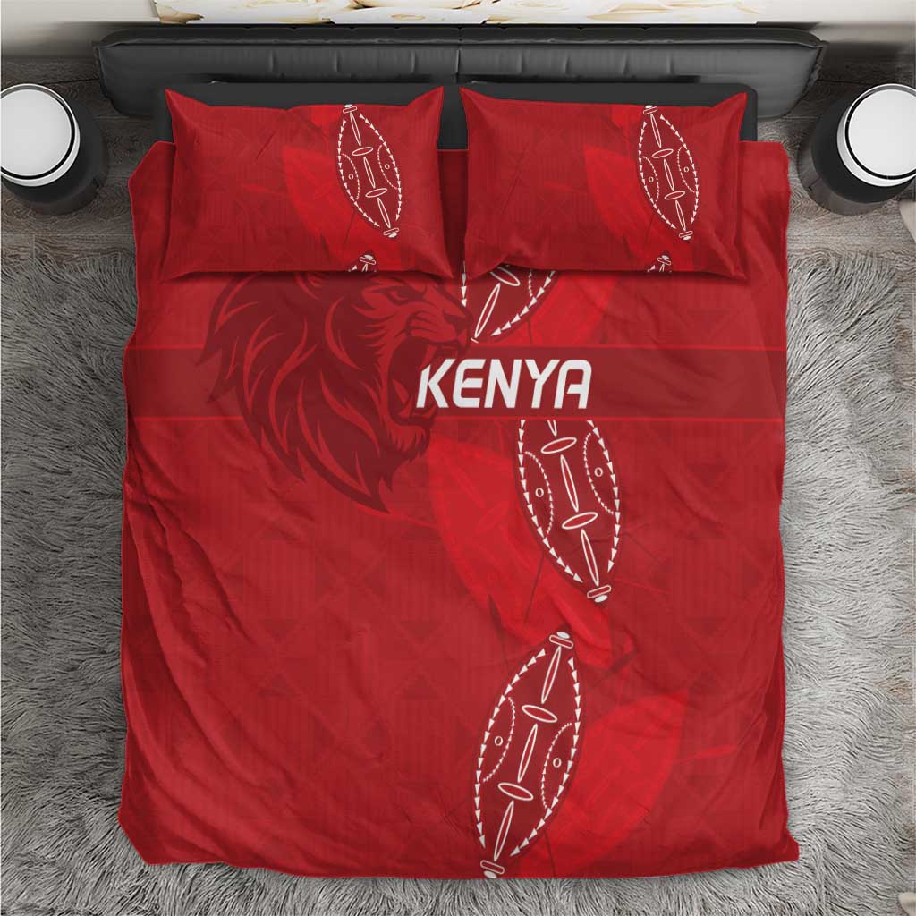 Jamhuri ya Kenya Rugby Bedding Set Kenyan Shield Style - Red Color LT15