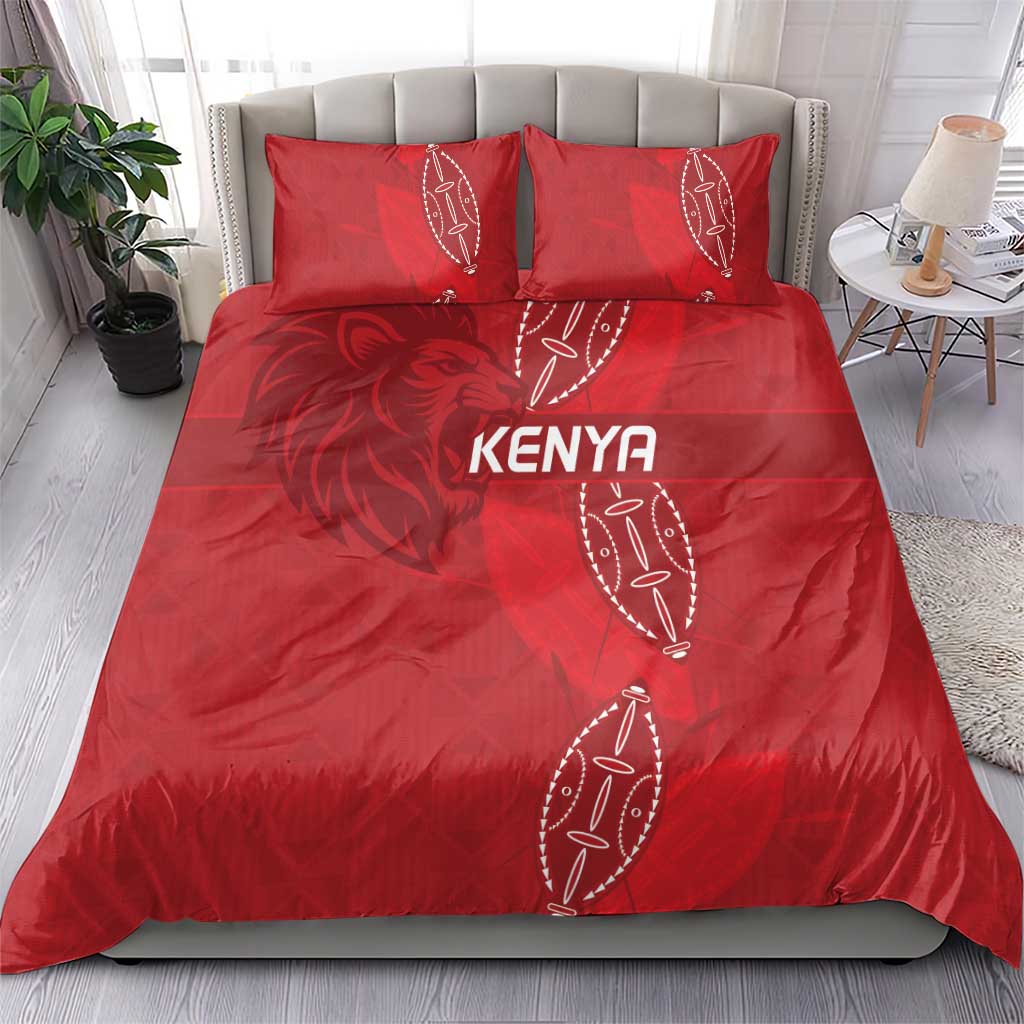 Jamhuri ya Kenya Rugby Bedding Set Kenyan Shield Style - Red Color LT15