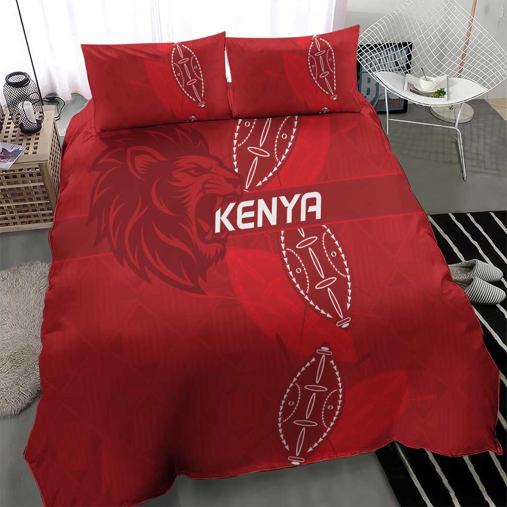 Jamhuri ya Kenya Rugby Bedding Set Kenyan Shield Style - Red Color LT15