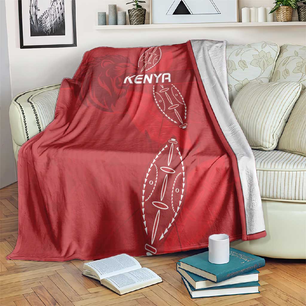 Jamhuri ya Kenya Rugby Blanket Kenyan Shield Style - Red Color LT15