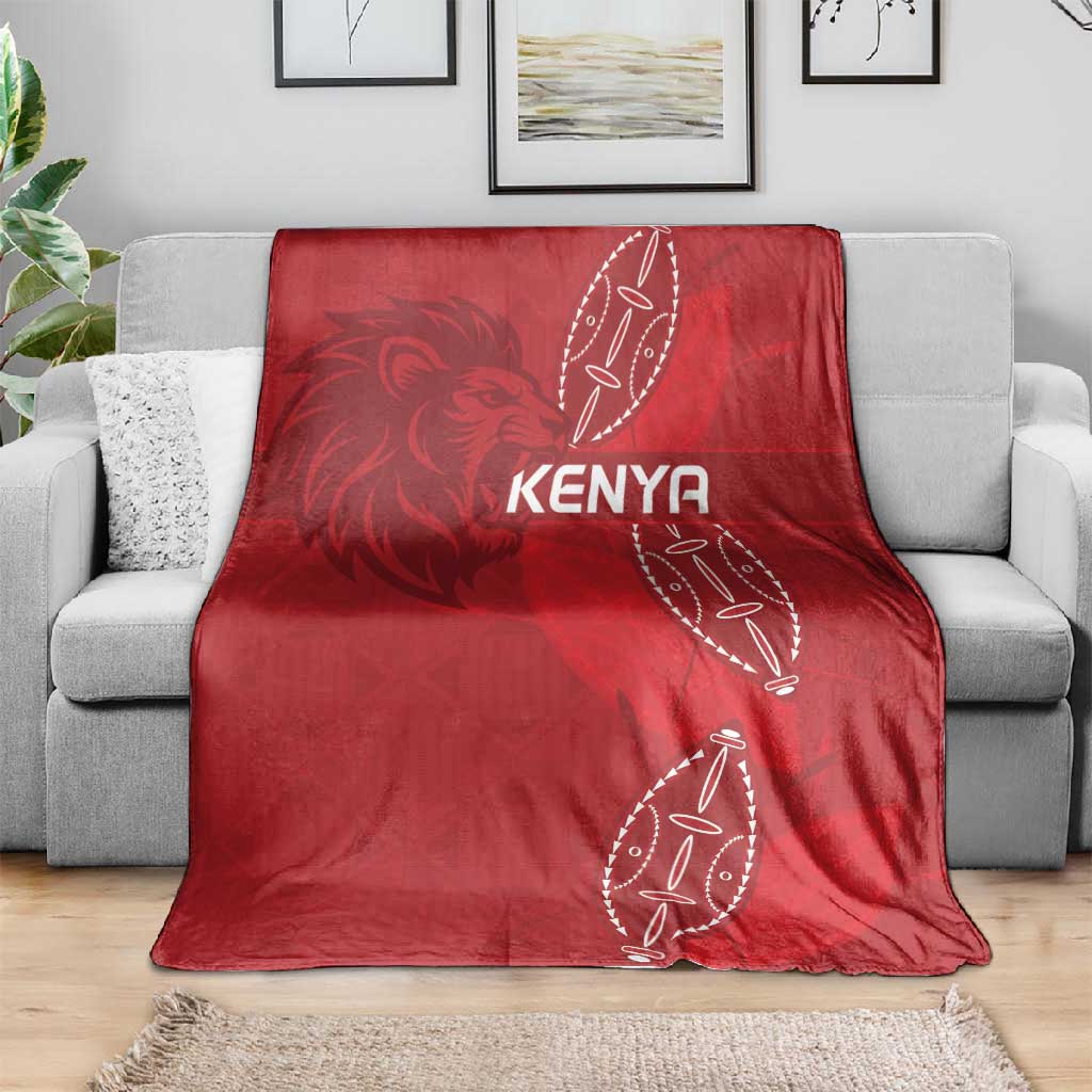 Jamhuri ya Kenya Rugby Blanket Kenyan Shield Style - Red Color LT15