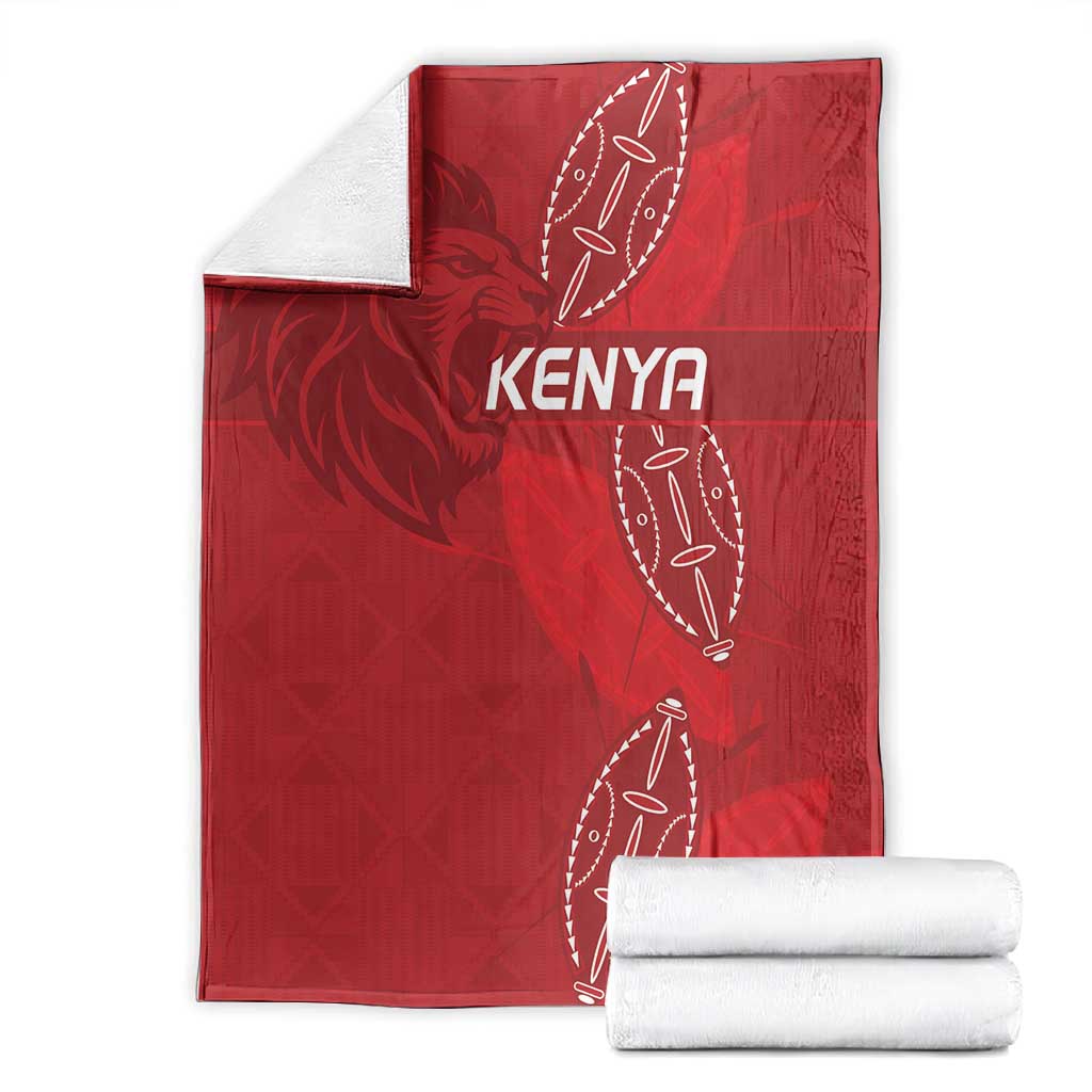 Jamhuri ya Kenya Rugby Blanket Kenyan Shield Style - Red Color LT15
