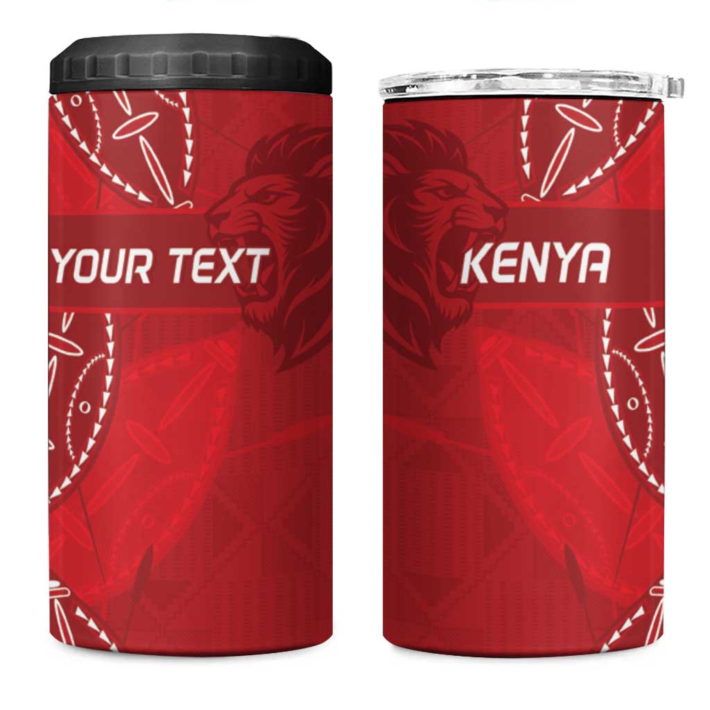 Jamhuri ya Kenya Rugby Custom 4 in 1 Can Cooler Tumbler Kenyan Shield Style - Red Color LT15