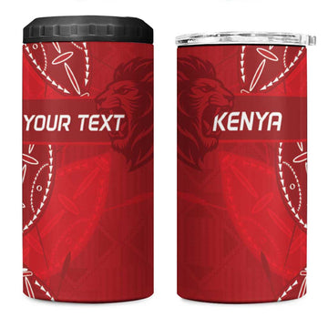 Jamhuri ya Kenya Rugby Custom 4 in 1 Can Cooler Tumbler Kenyan Shield Style - Red Color LT15
