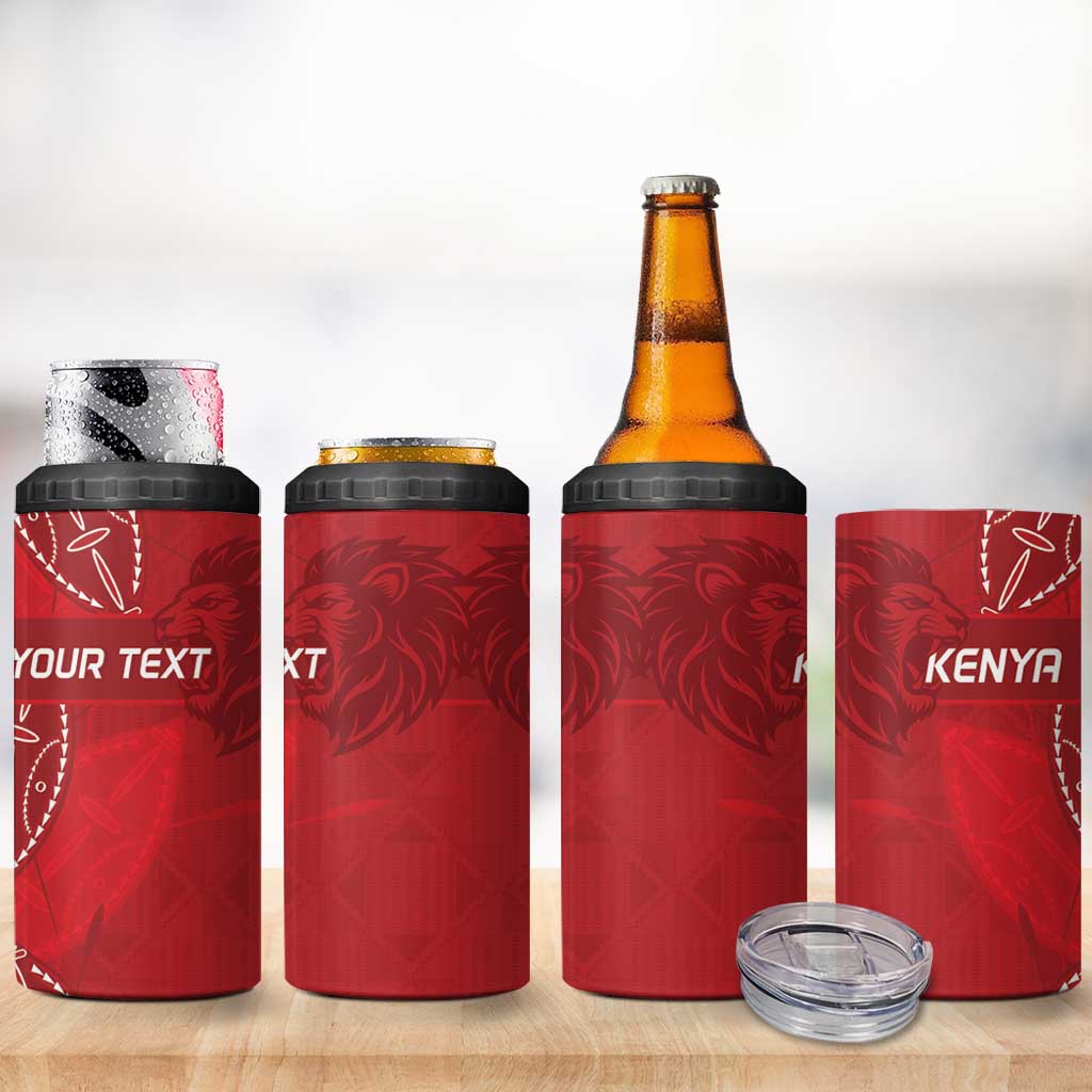Jamhuri ya Kenya Rugby Custom 4 in 1 Can Cooler Tumbler Kenyan Shield Style - Red Color LT15