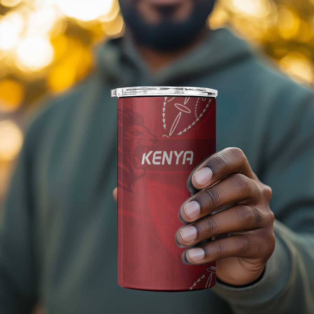 Jamhuri ya Kenya Rugby Custom 4 in 1 Can Cooler Tumbler Kenyan Shield Style - Red Color LT15