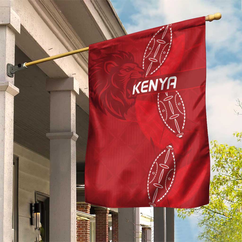 Jamhuri ya Kenya Rugby Garden Flag Kenyan Shield Style - Red Color LT15