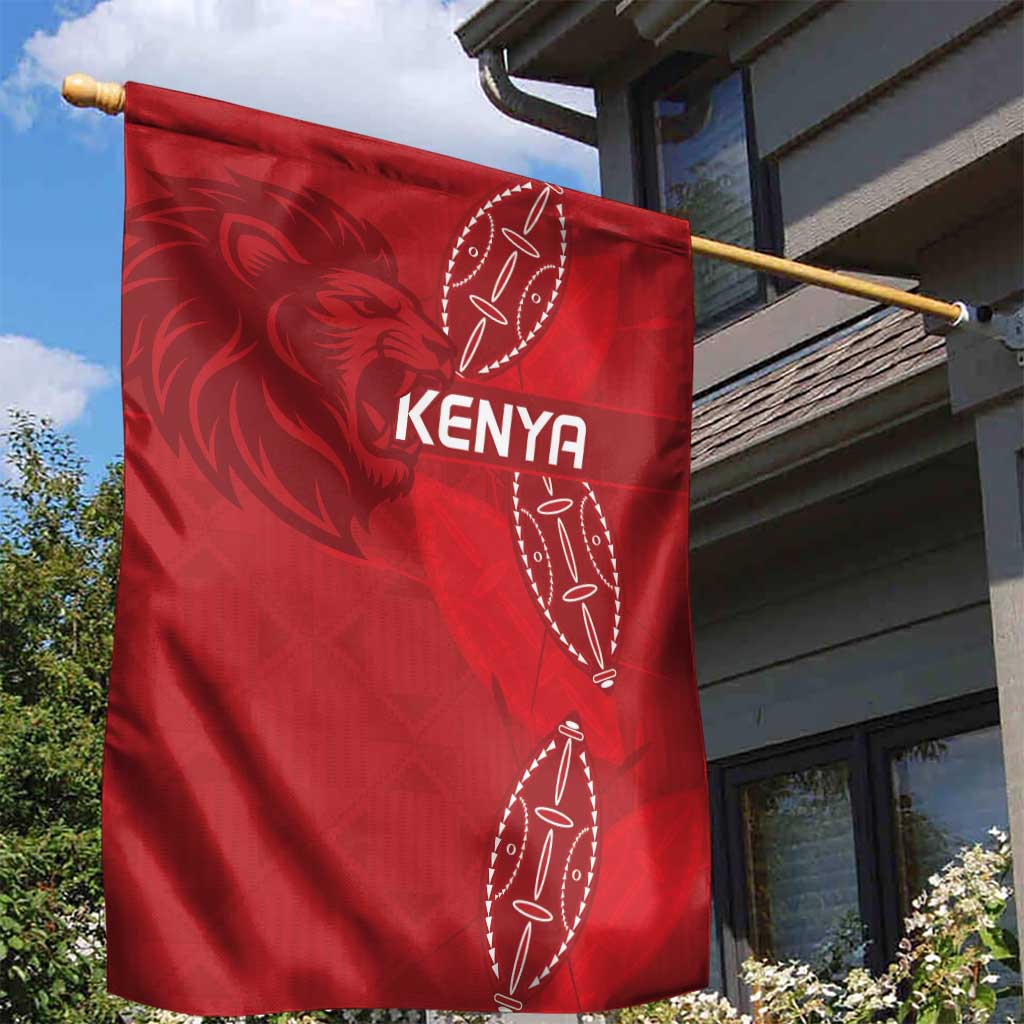 Jamhuri ya Kenya Rugby Garden Flag Kenyan Shield Style - Red Color LT15