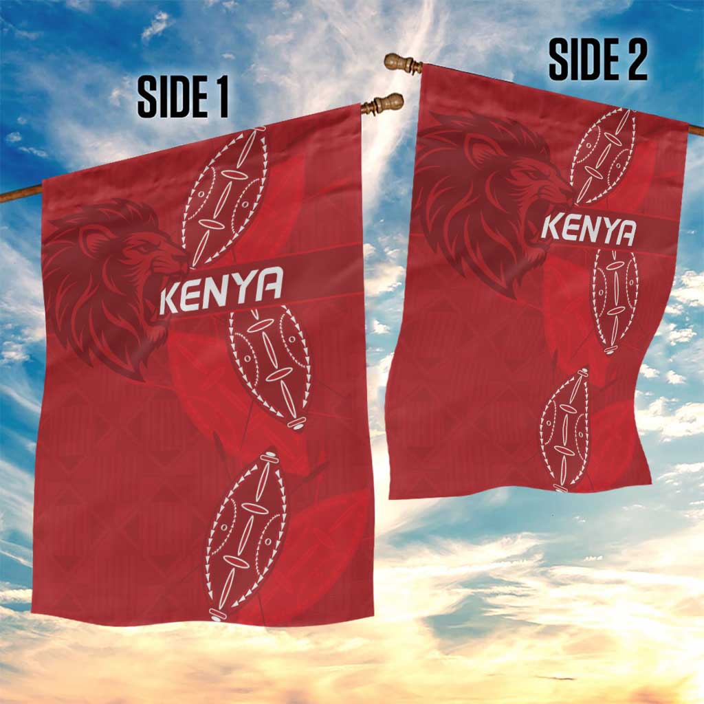 Jamhuri ya Kenya Rugby Garden Flag Kenyan Shield Style - Red Color LT15