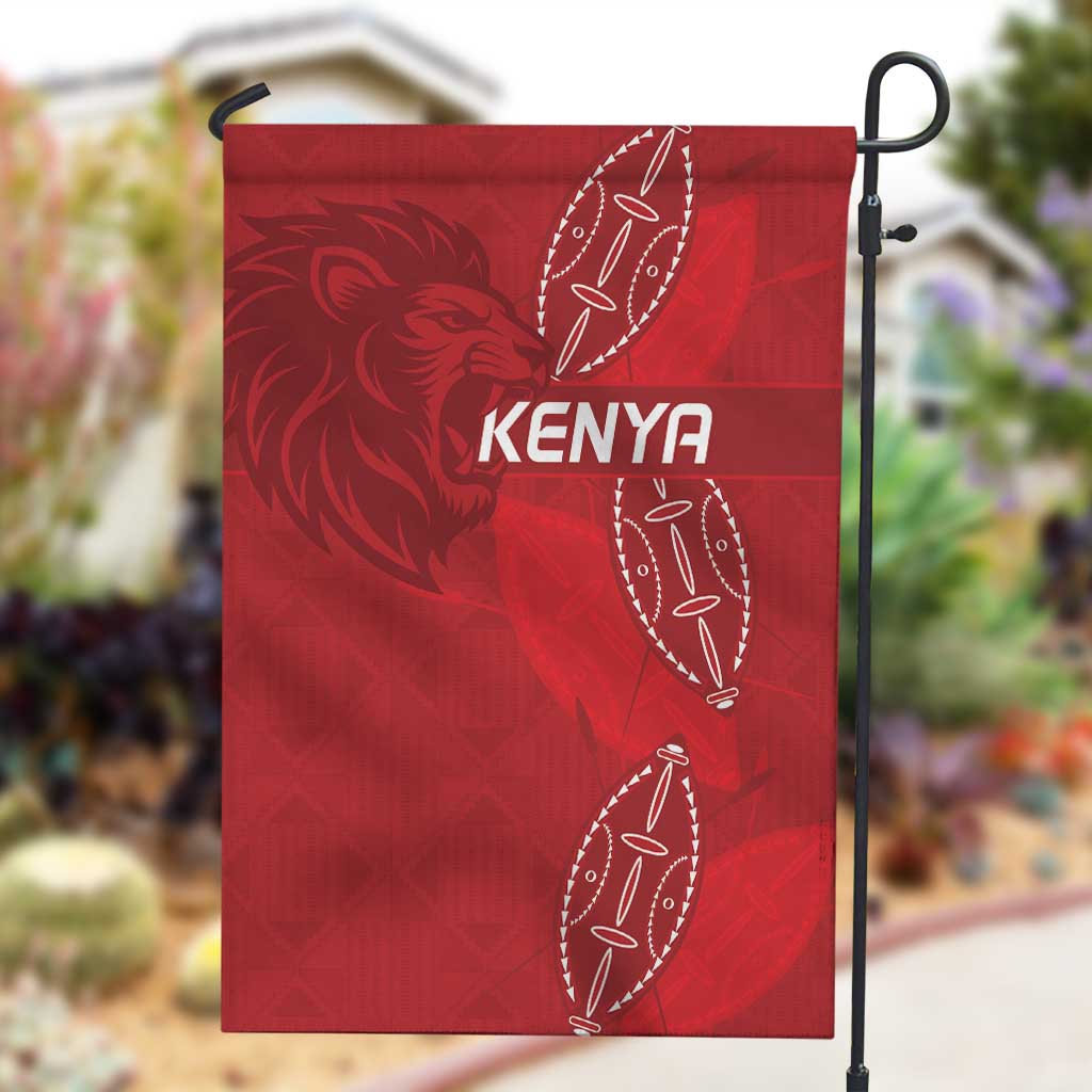 Jamhuri ya Kenya Rugby Garden Flag Kenyan Shield Style - Red Color LT15