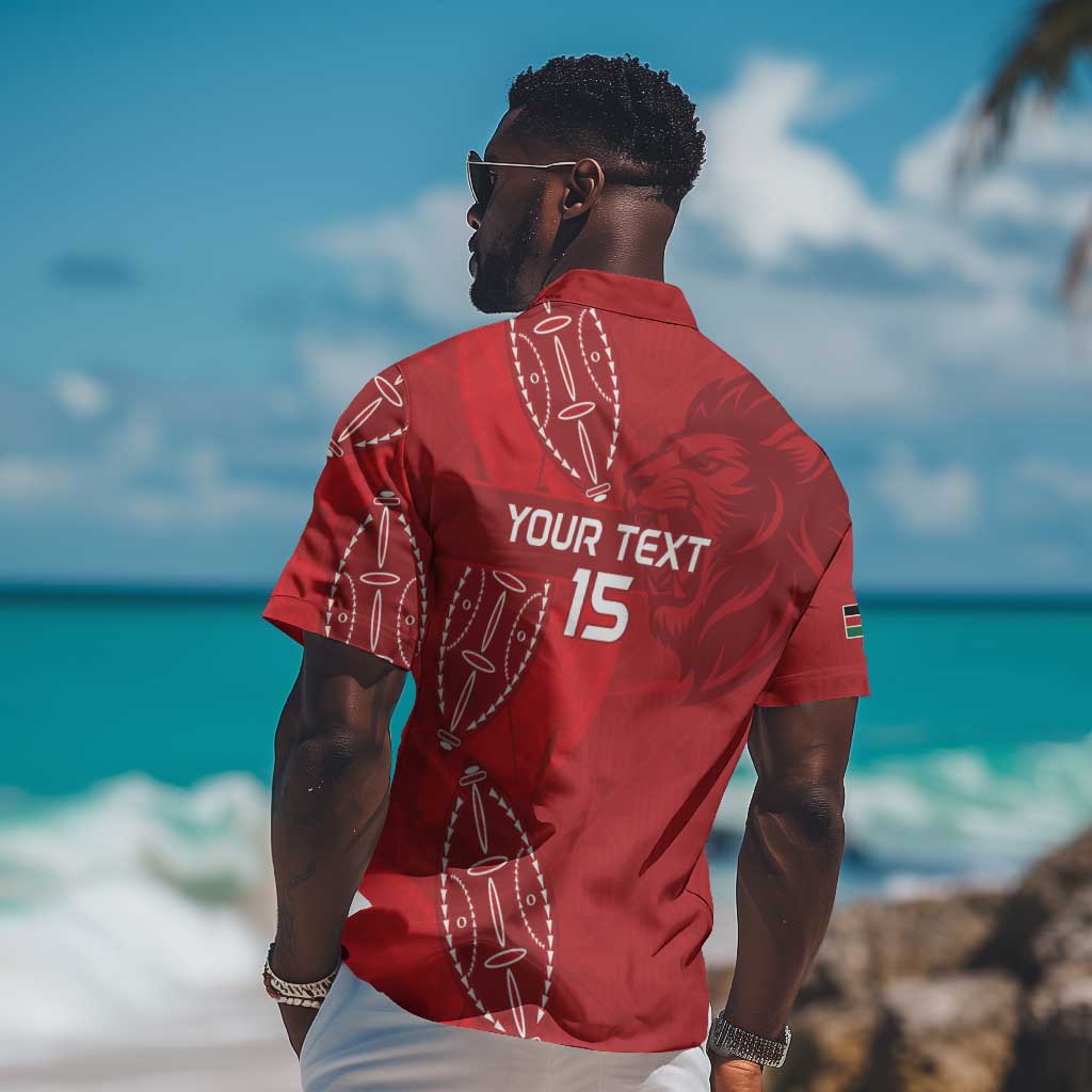 Jamhuri ya Kenya Rugby Custom Hawaiian Shirt Kenyan Shield Style - Red Color LT15