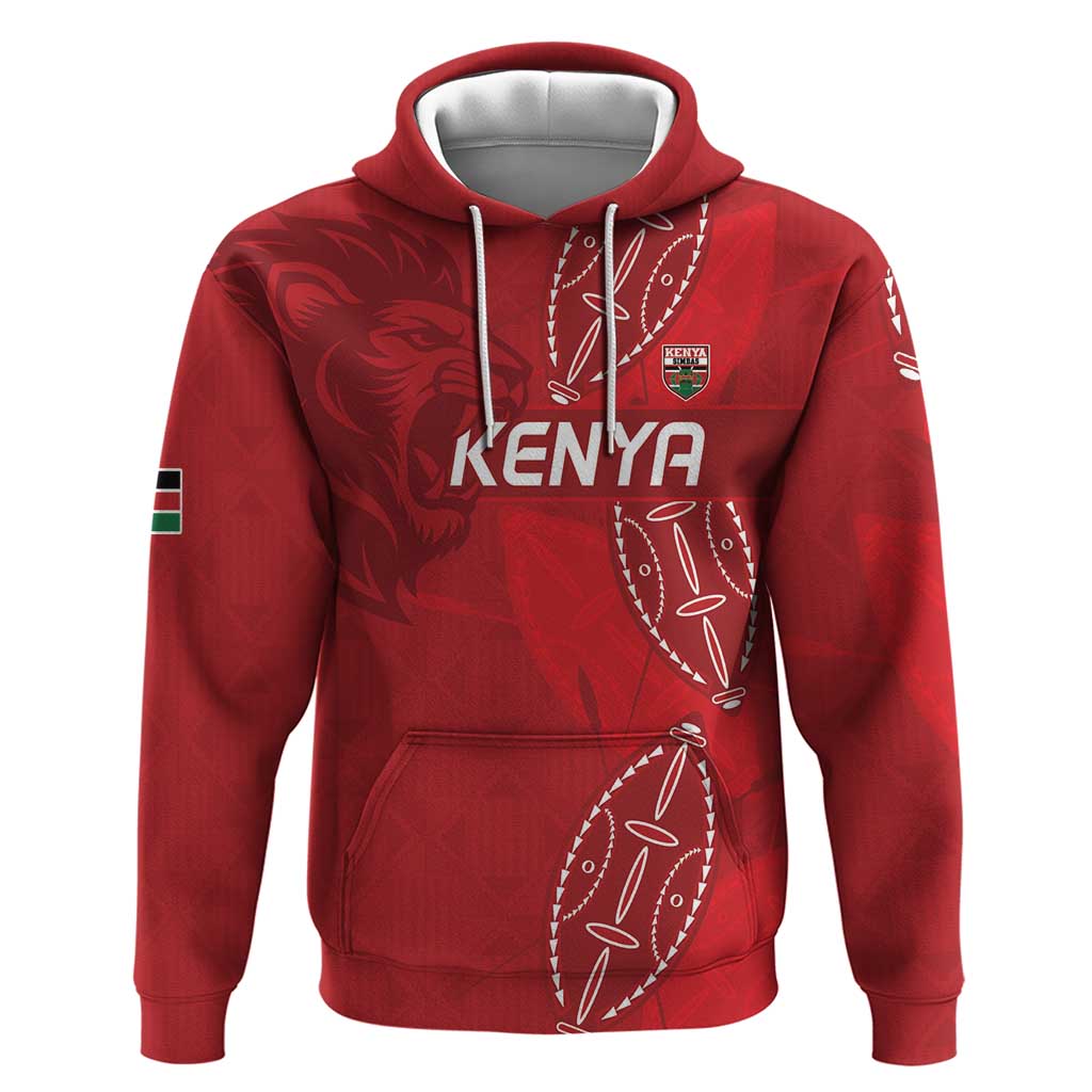 Kenya Rugby Custom Hoodie Go Champions Simbas - Red Color LT15
