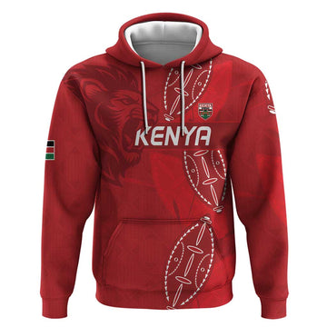 Kenya Rugby Custom Hoodie Go Champions Simbas - Red Color LT15